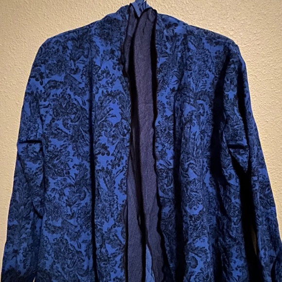 Habitat Blue with Black Flowers Cardigan, Size Small - Picture 2 of 6